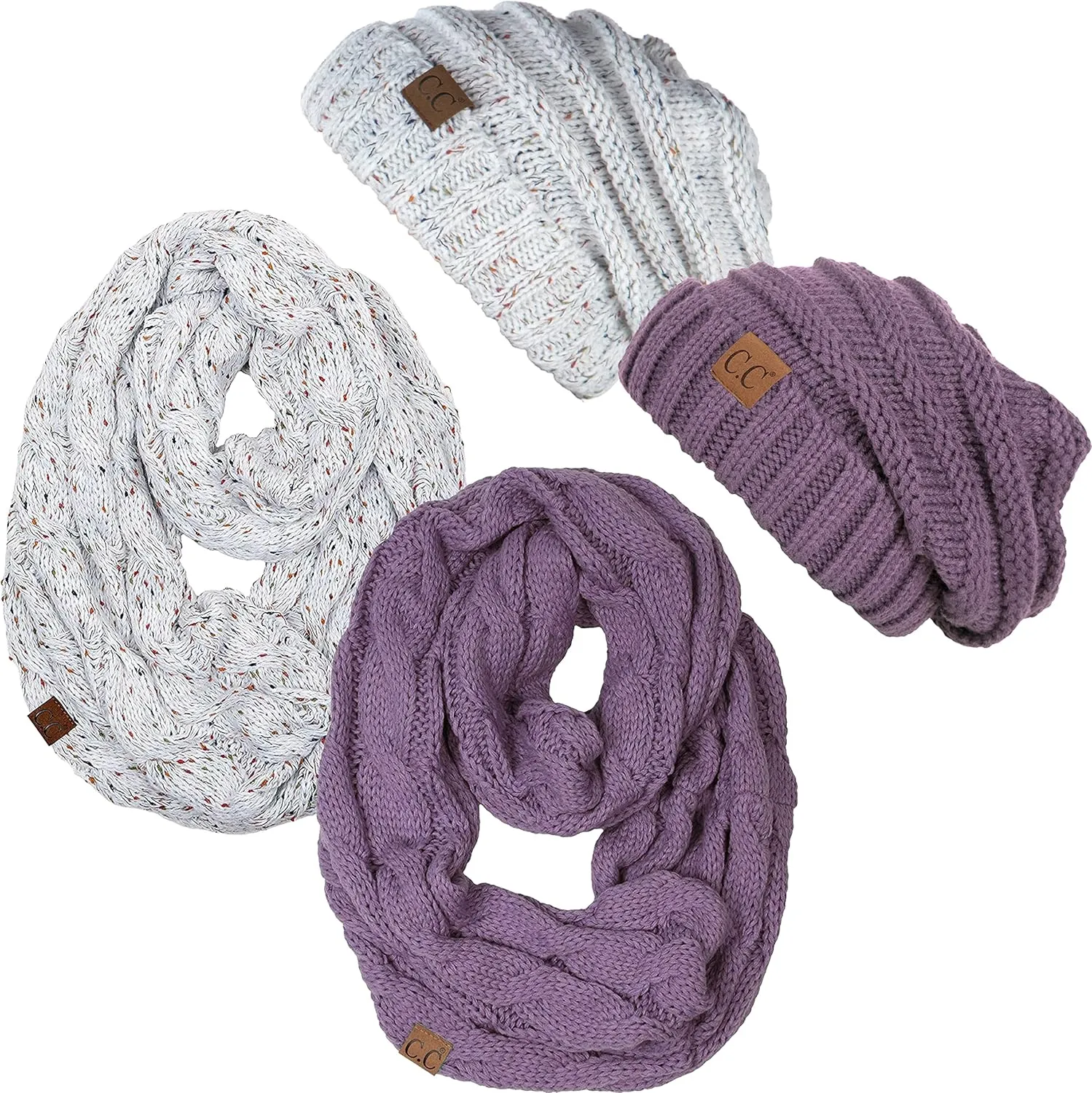 Funky Junque Premium Slouchy Beanie & Infinity Scarf Set - Mothers Day Gift - Warm Winter Bundle