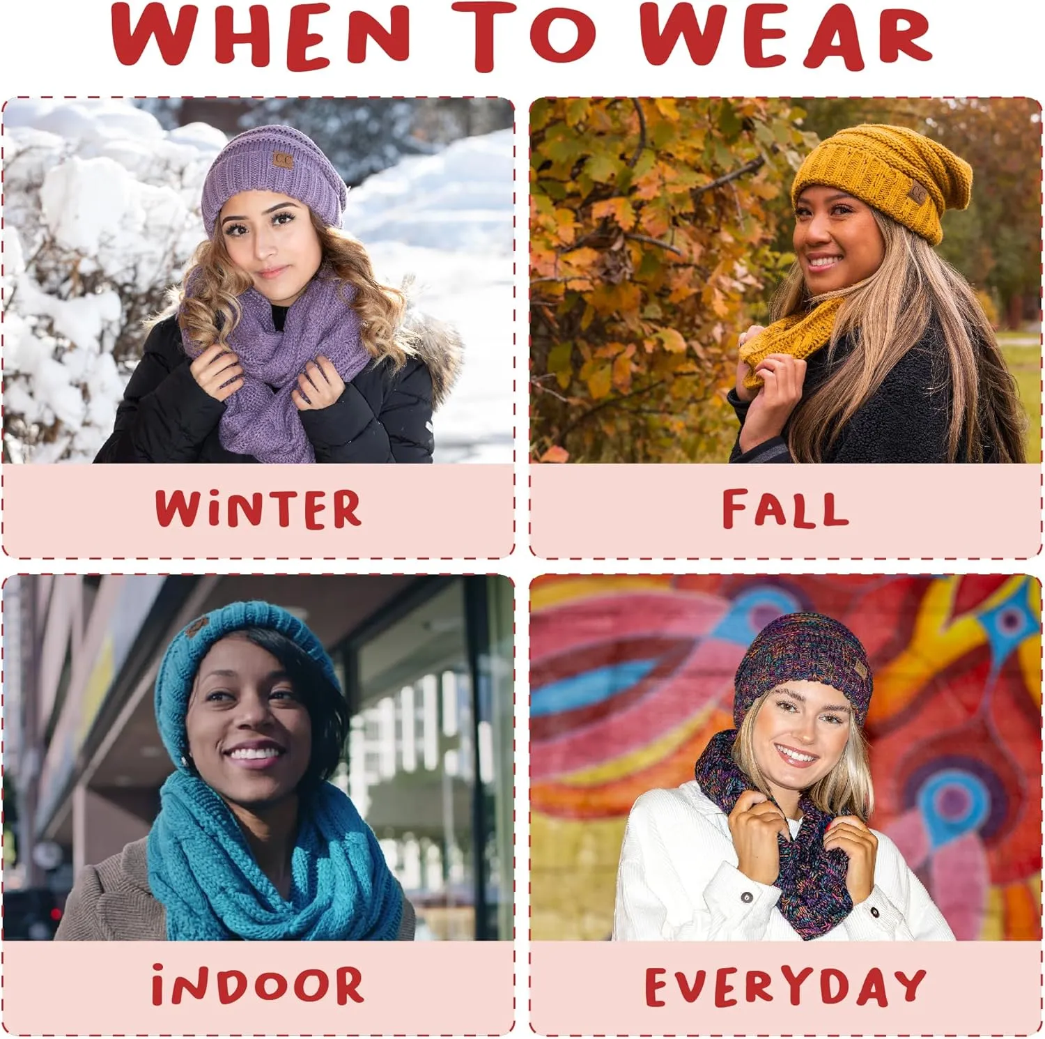 Funky Junque Premium Slouchy Beanie & Infinity Scarf Set - Mothers Day Gift - Warm Winter Bundle