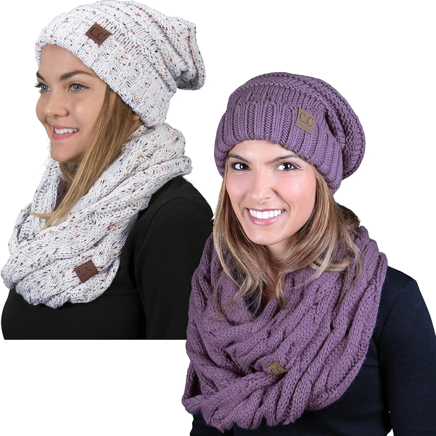 Funky Junque Premium Slouchy Beanie & Infinity Scarf Set - Mothers Day Gift - Warm Winter Bundle