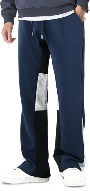 GINGTTO Mens Sweatpants Open Bottom Patchwork Stacked Paint Track Pants
