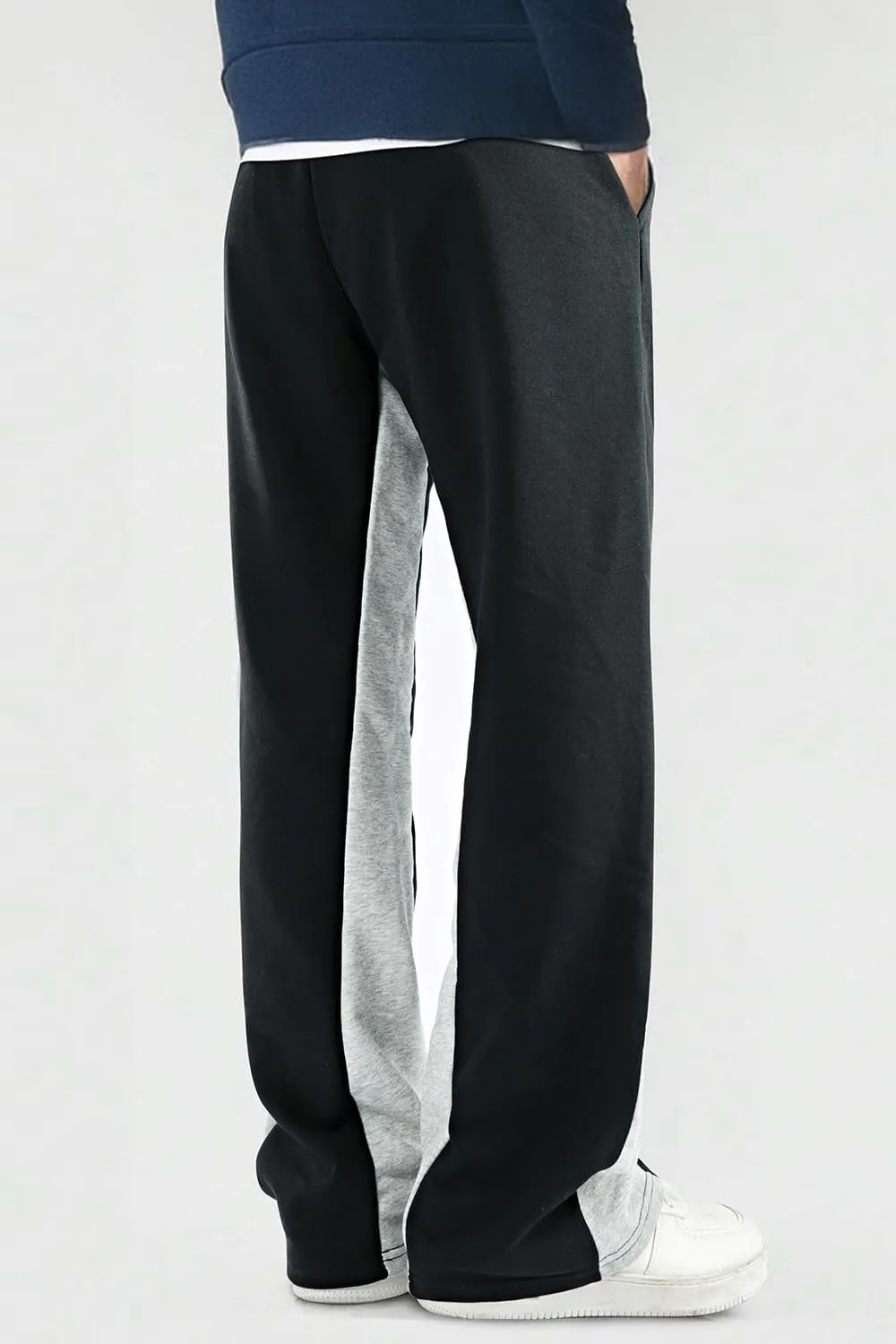 GINGTTO Mens Sweatpants Open Bottom Patchwork Stacked Paint Track Pants