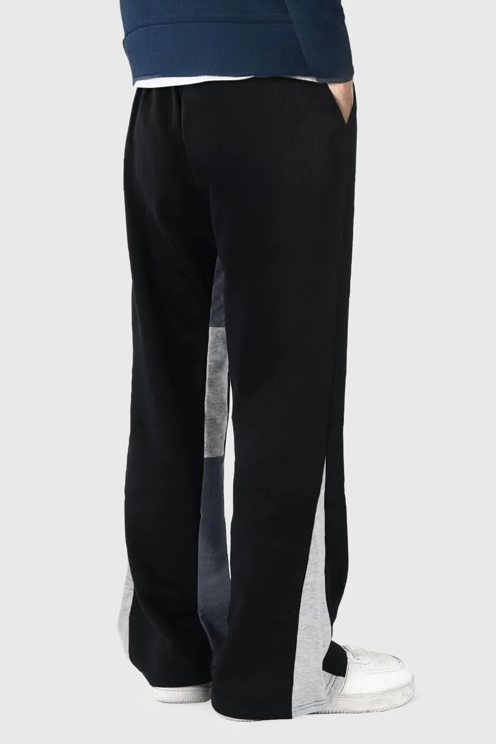 GINGTTO Mens Sweatpants Open Bottom Patchwork Stacked Paint Track Pants