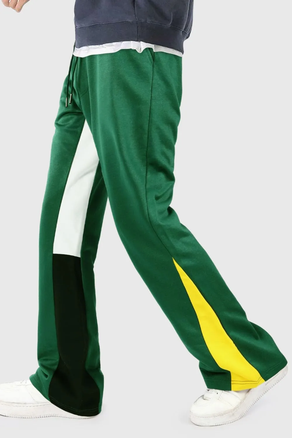 GINGTTO Mens Sweatpants Open Bottom Patchwork Stacked Paint Track Pants
