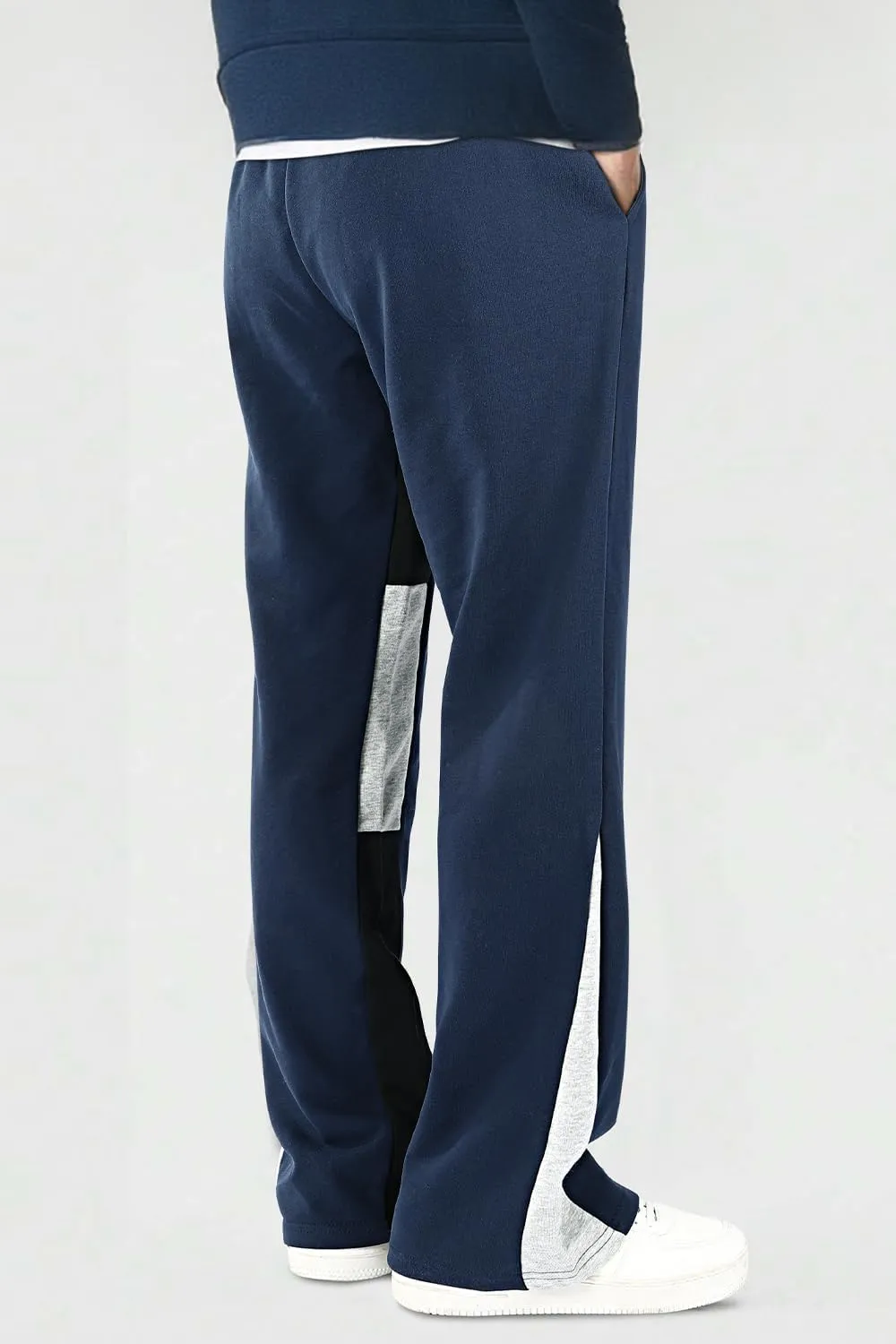 GINGTTO Mens Sweatpants Open Bottom Patchwork Stacked Paint Track Pants