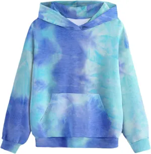 Girls Tie Dye Hoodies Trendy 2024 Loose Casual Long Sleeve Pullovers Unisex Boys Hooded Sweatshirt With Pockets