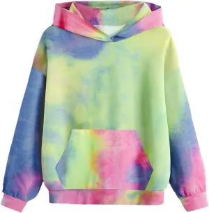 Girls Tie Dye Hoodies Trendy 2024 Loose Casual Long Sleeve Pullovers Unisex Boys Hooded Sweatshirt With Pockets