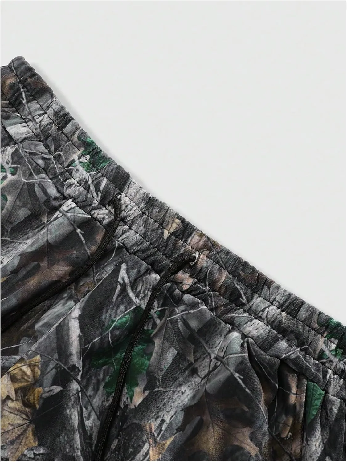 GORGLITTER Men's Camo Sweatpants Drawstring Waist Patchwork Stacked Flared Joggers