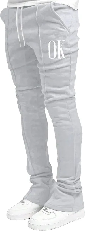 GORGLITTER Men's Graphic Baggy Sweatpants Wide Leg Y2K Drawstring Stacked Jogger Pants with Pockets