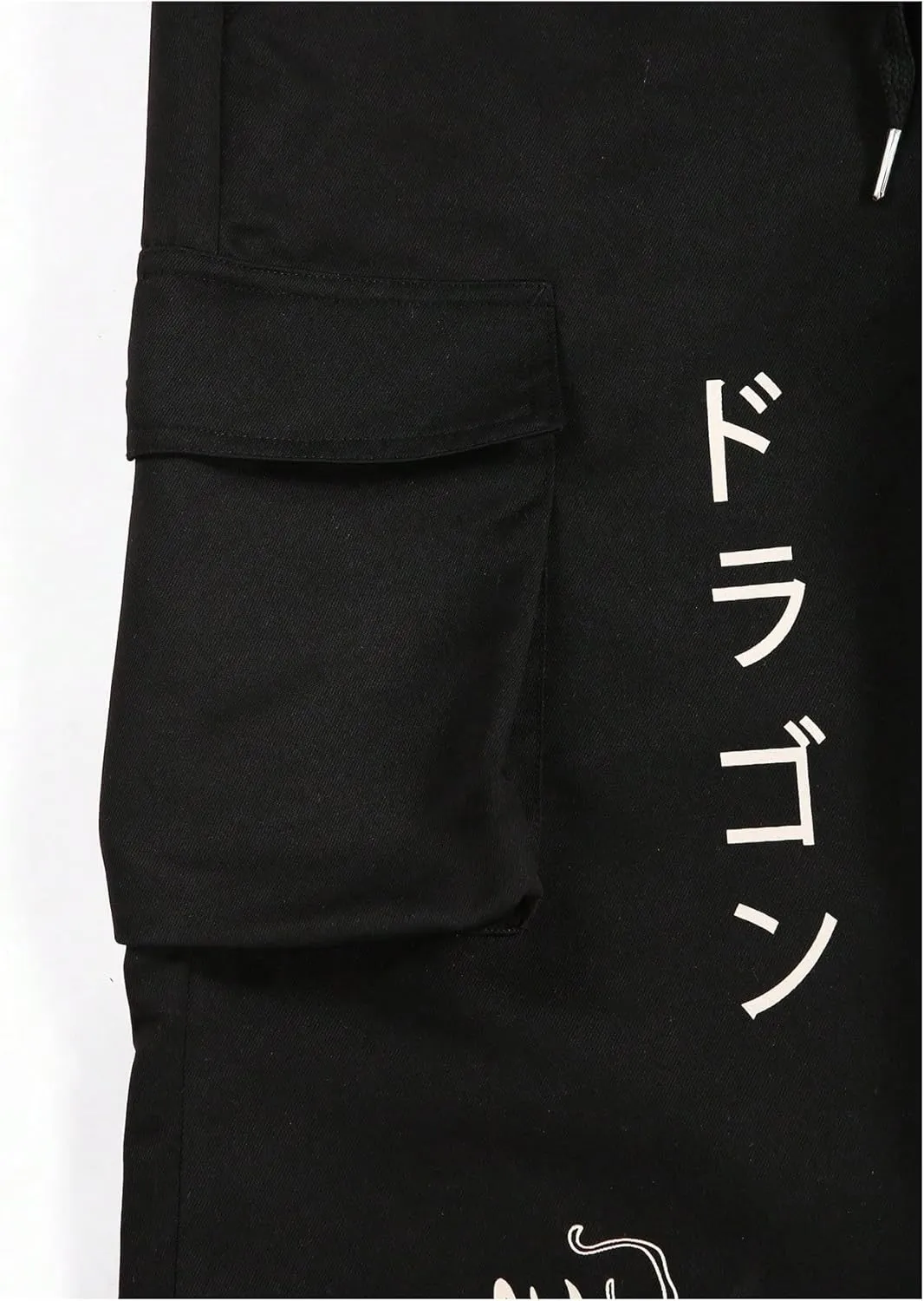 GORGLITTER Men's Japanese Pants Graphic Cargo Joggers Pants Stacked Sweatpants Y2K Streetwear
