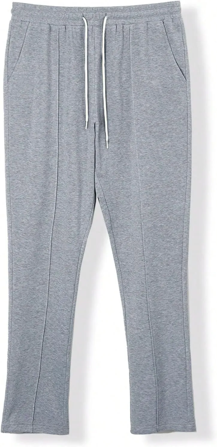 GORGLITTER Men's Letter Graphic Drawstring Waist Pants Stacked Flared Cool Sweatpants with Pockets