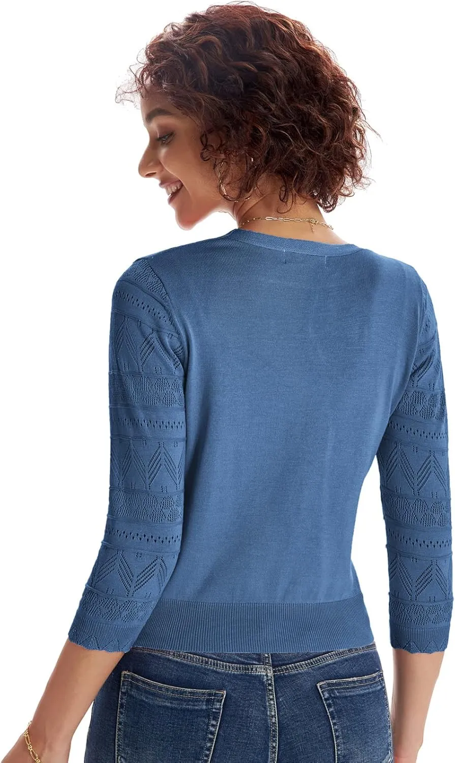 GRACE KARIN Women's Cardigans Shrugs for Dresses 3/4 Sleeve Cardigan V Neck Button Down Sweater Lightweight