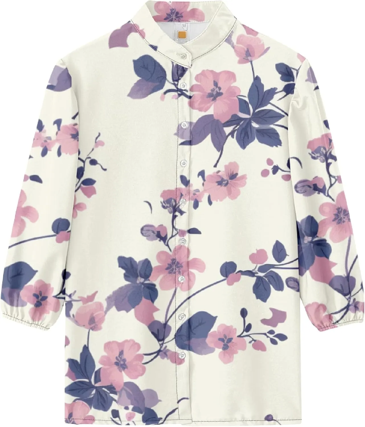 Hawaiian Shirts for Women 3/4 Length Sleeve Womens Tops Casual Loose Fitted Button Down Shirts for Women