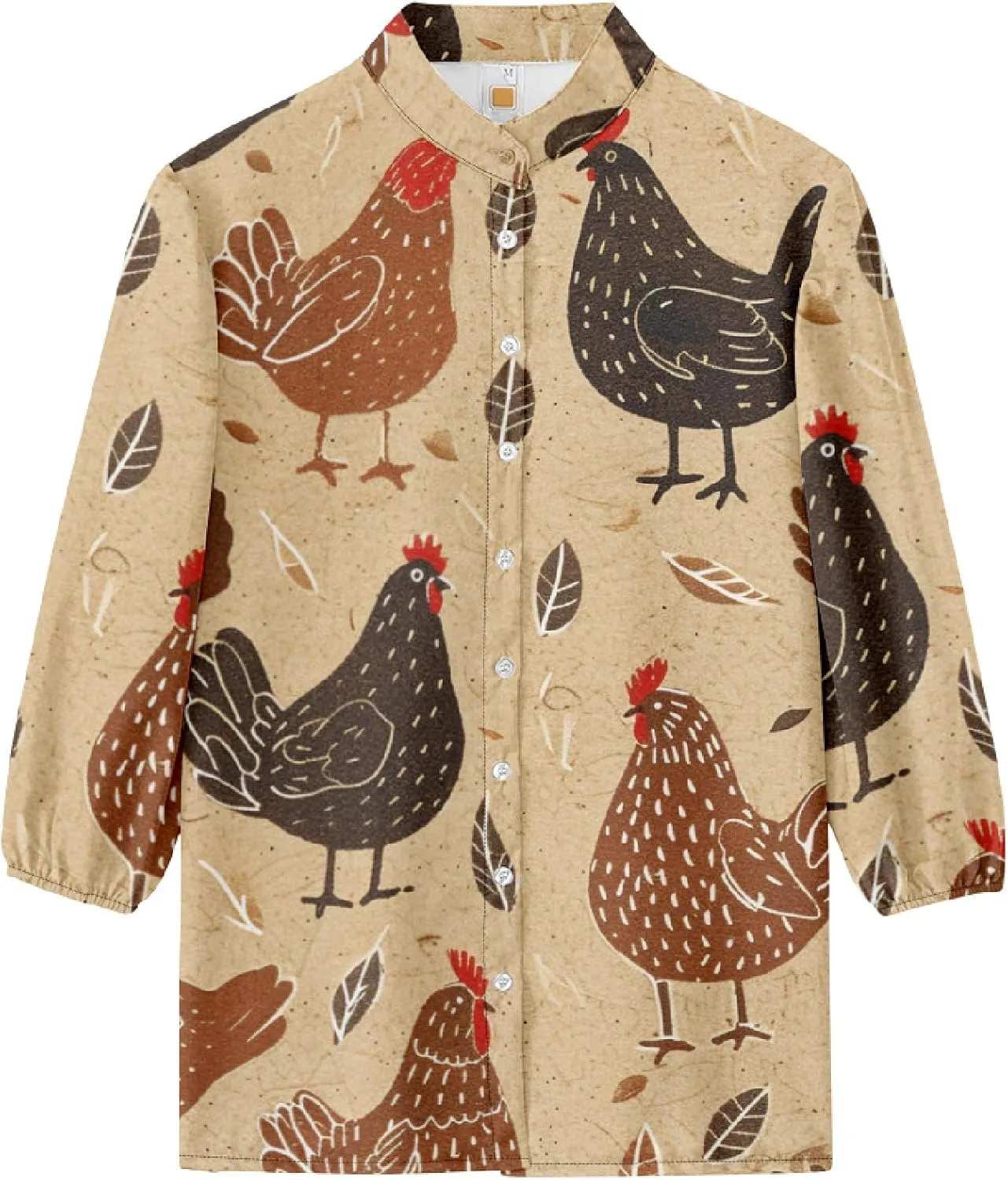 Hawaiian Shirts for Women 3/4 Length Sleeve Womens Tops Casual Loose Fitted Button Down Shirts for Women