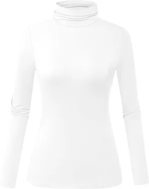 Herou Womens Long Sleeve Turtleneck Slim Fitted Lightweight Casual Active Layer Tops Shirts