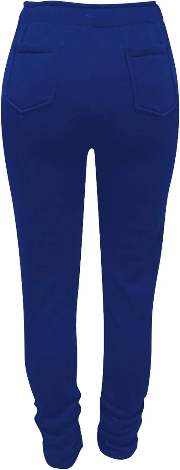 HuiSiFang Women Stacked Pants Fleece Sweatpants Thicked Warm Jogging Casual Ruched Workout Active Jogger Pants