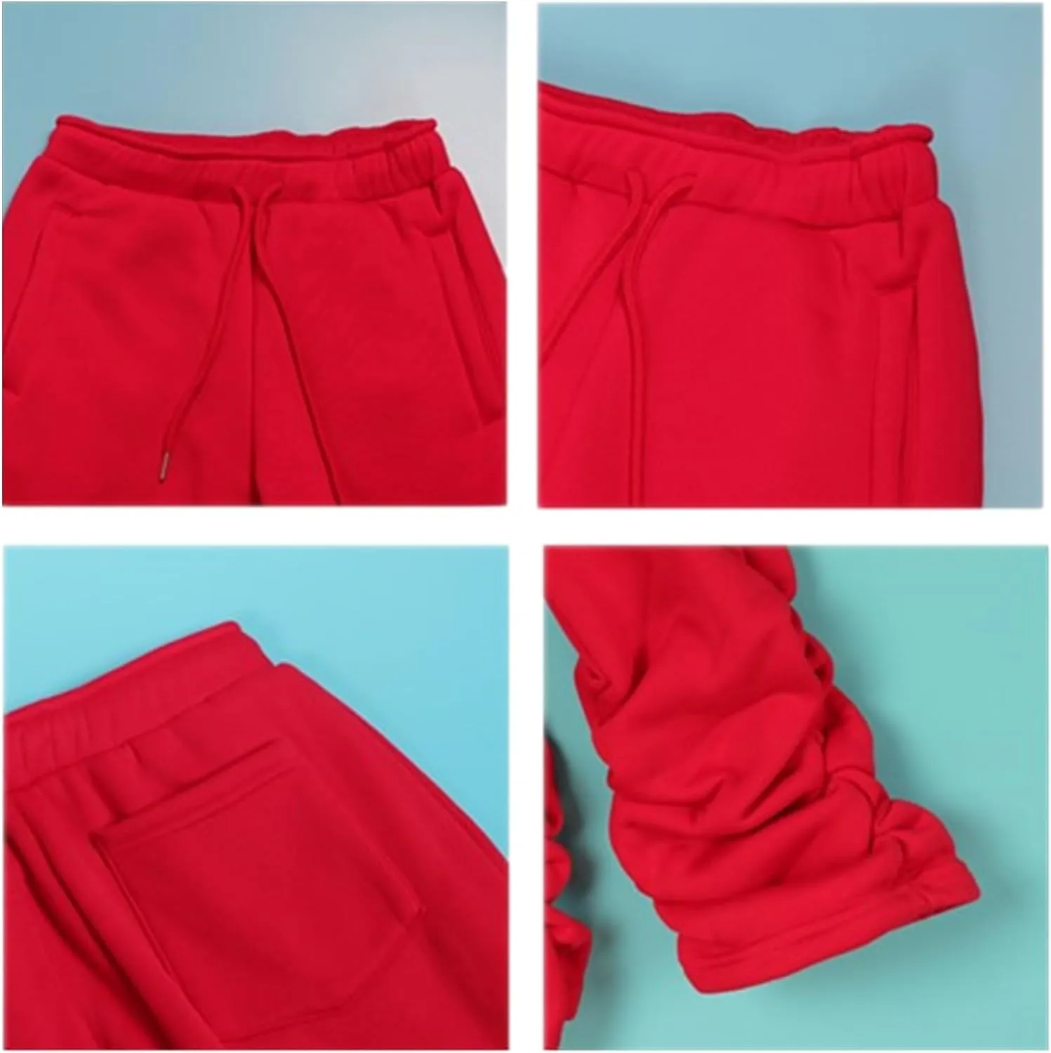HuiSiFang Women Stacked Pants Fleece Sweatpants Thicked Warm Jogging Casual Ruched Workout Active Jogger Pants