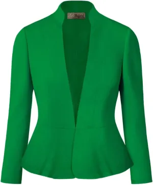 Hybrid & Company Women's Casual Work Office Elegant Open Front Premium Nylon Blazer Jacket