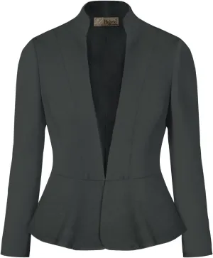 Hybrid & Company Women's Casual Work Office Elegant Open Front Premium Nylon Blazer Jacket