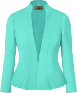 Hybrid & Company Women's Casual Work Office Elegant Open Front Premium Nylon Blazer Jacket