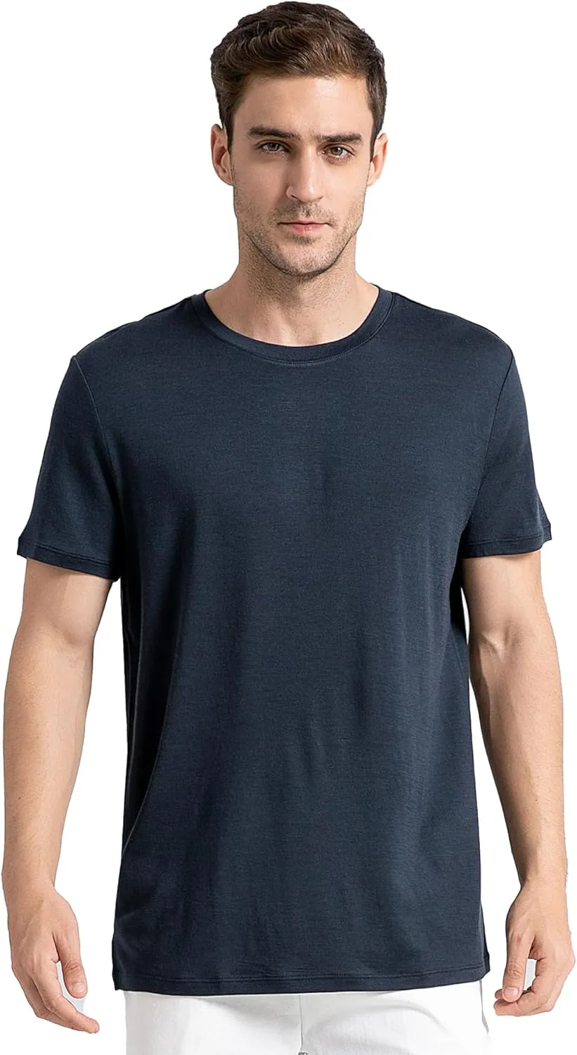 innotree Merino Wool T Shirts for Men - 100% Organic Odor Resistance Merino Wool Undershirt Hiking Travel Base Layer T-Shirt