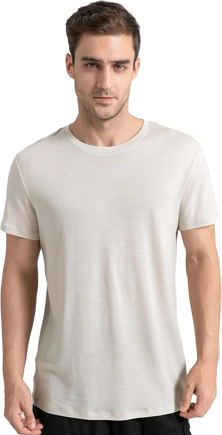 innotree Merino Wool T Shirts for Men - 100% Organic Odor Resistance Merino Wool Undershirt Hiking Travel Base Layer T-Shirt