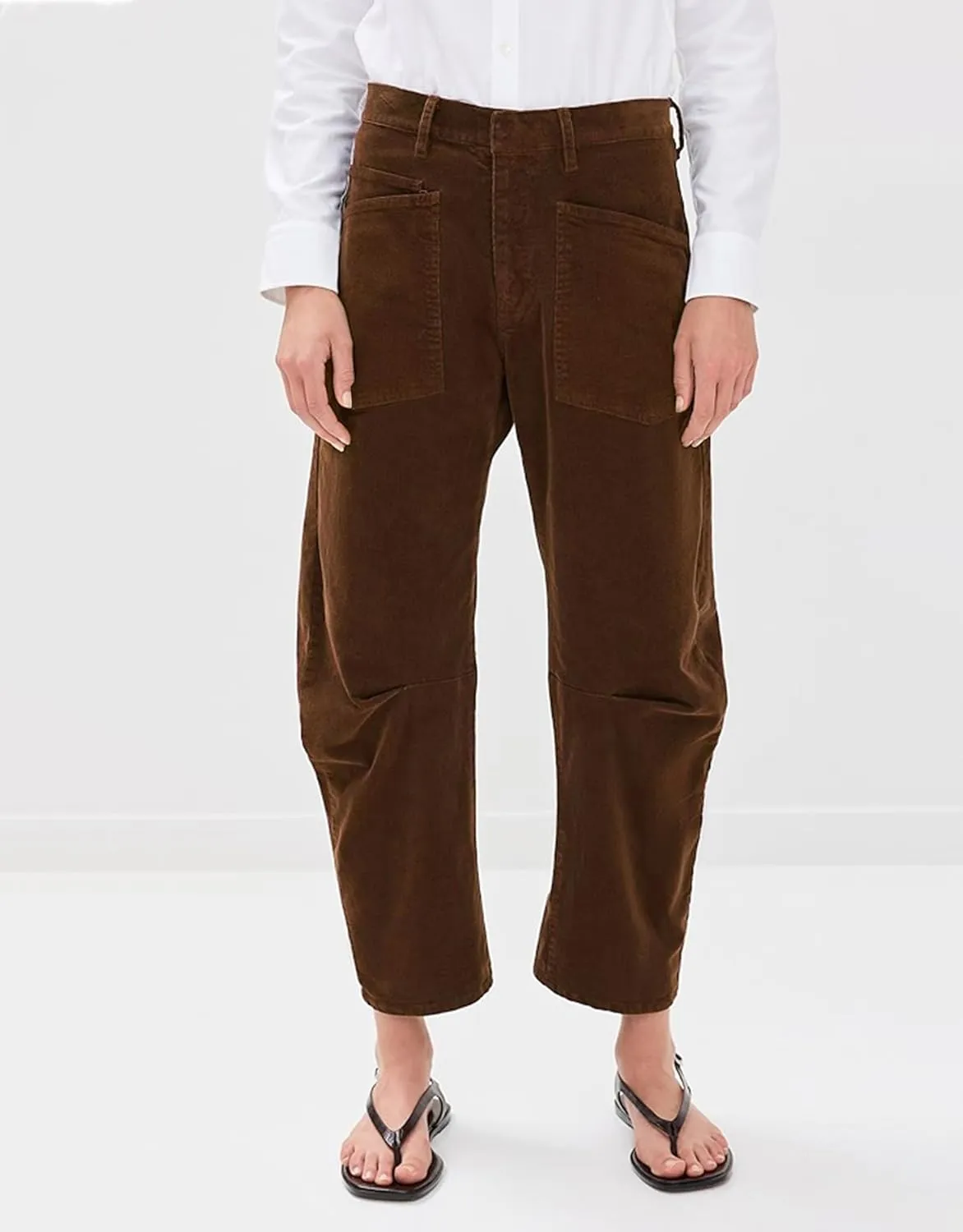 Kedera Women's Barrel Corduroy Pants Wide Leg Y2K Pants Baggy Boyfriend Horseshoe Trousers with Front Pockets