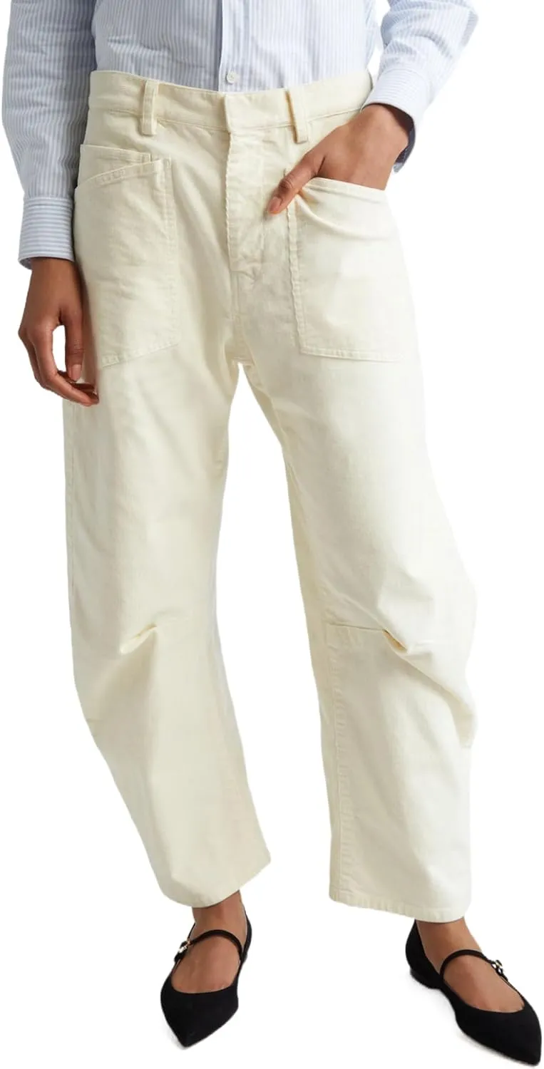Kedera Women's Barrel Corduroy Pants Wide Leg Y2K Pants Baggy Boyfriend Horseshoe Trousers with Front Pockets
