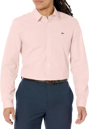 Lacoste Men's Slim Fit Stretch Poplin Long Sleeve Button Down Shirt