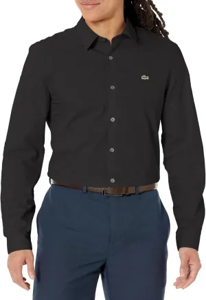 Lacoste Men's Slim Fit Stretch Poplin Long Sleeve Button Down Shirt