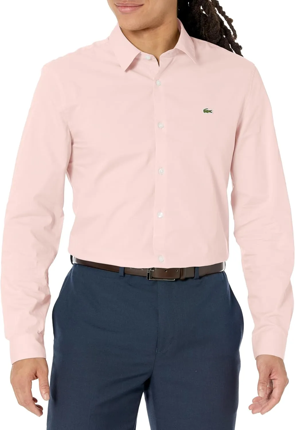Lacoste Men's Slim Fit Stretch Poplin Long Sleeve Button Down Shirt