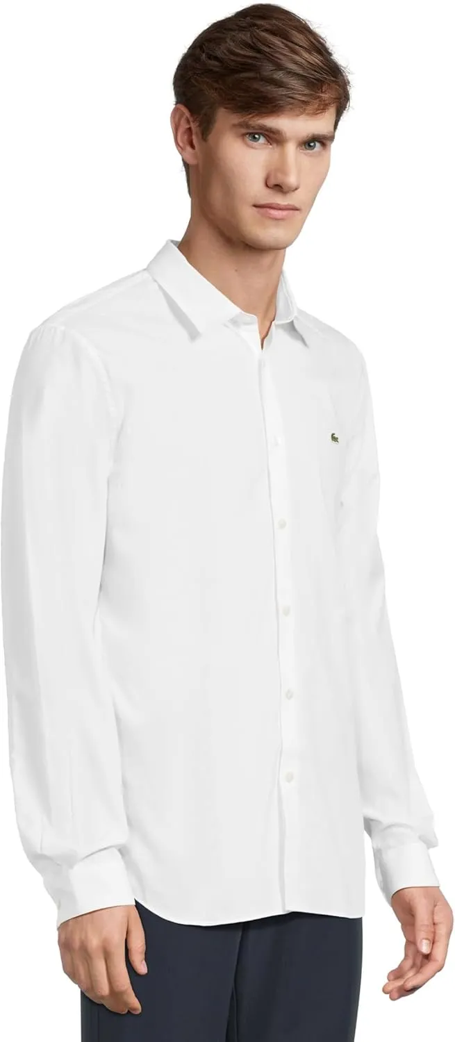 Lacoste Men's Slim Fit Stretch Poplin Long Sleeve Button Down Shirt
