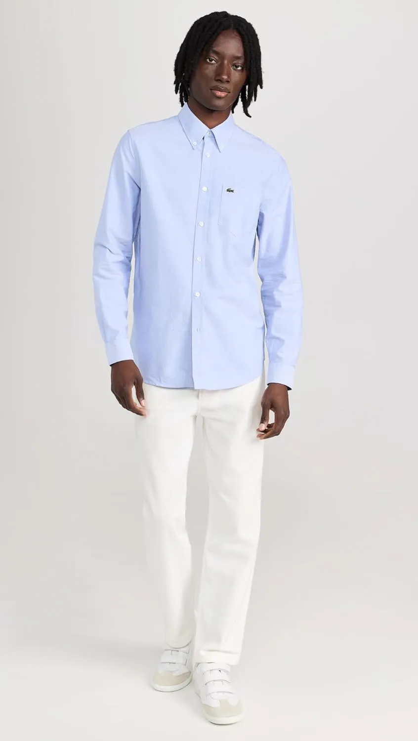 Lacoste Men's Slim Fit Stretch Poplin Long Sleeve Button Down Shirt