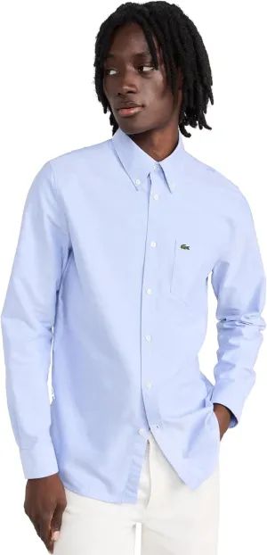 Lacoste Men's Slim Fit Stretch Poplin Long Sleeve Button Down Shirt
