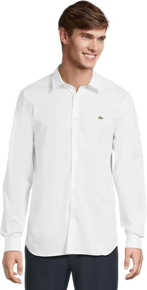 Lacoste Men's Slim Fit Stretch Poplin Long Sleeve Button Down Shirt