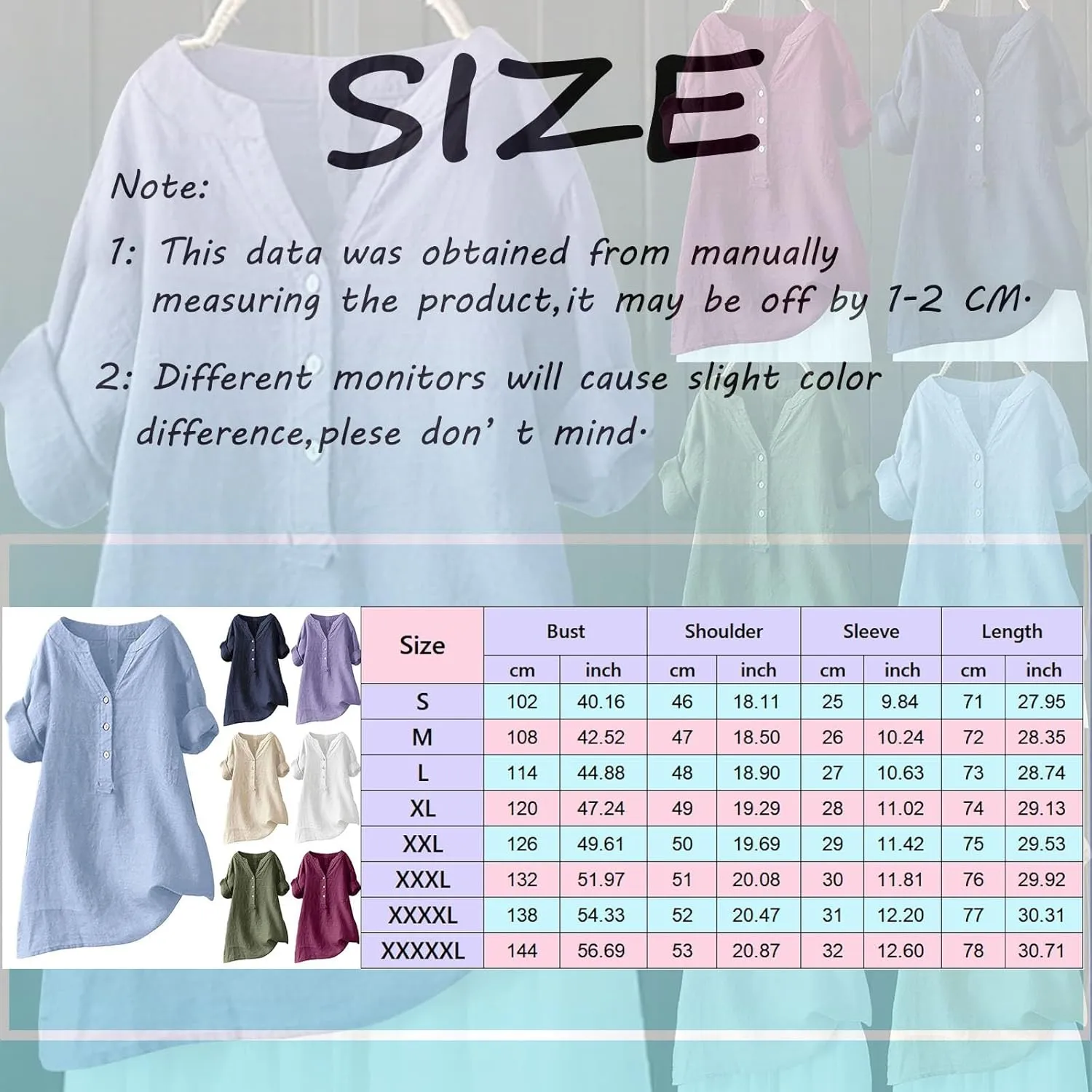 Linen Button Down Shirt Women Dressy Causal Bell Sleeve Round Neck Dressy Causal Hem Camisoles