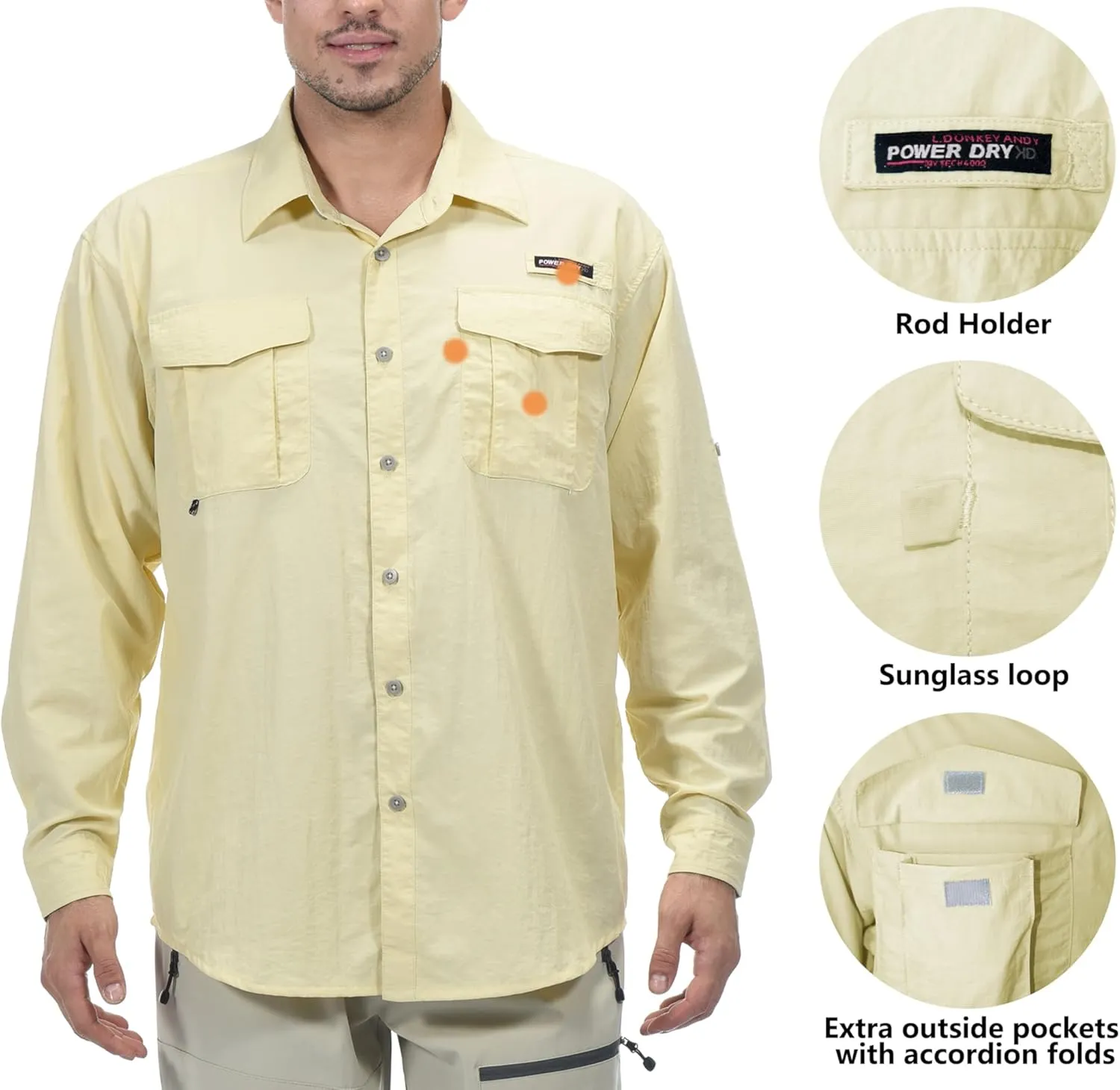 Little Donkey Andy Men's UPF 50  UV Protection Shirt, Short Sleeve Fishing Shirt, Breathable and Fast Dry