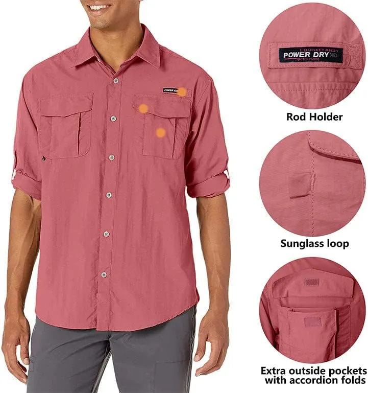Little Donkey Andy Men's UPF 50  UV Protection Shirt, Short Sleeve Fishing Shirt, Breathable and Fast Dry