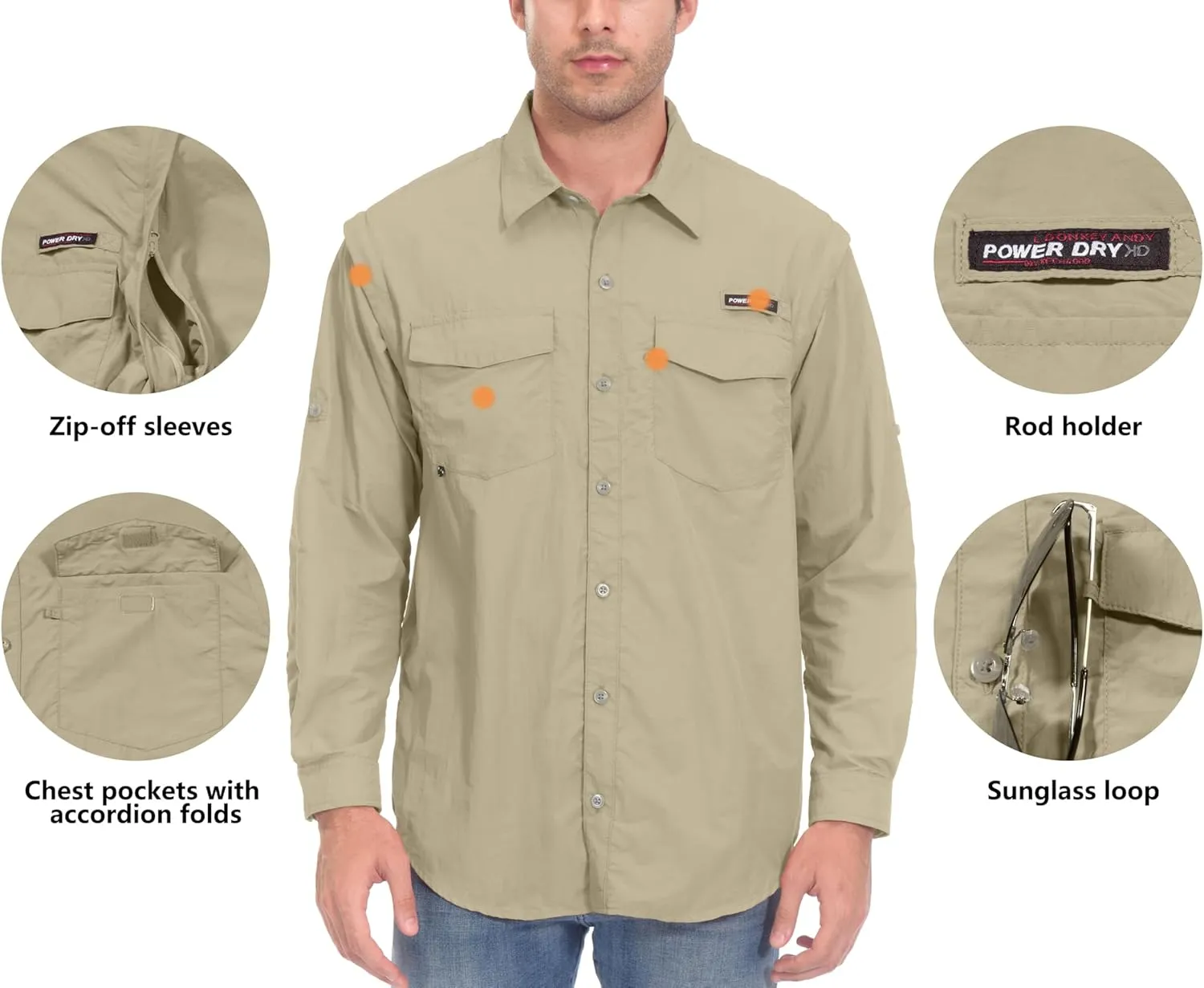 Little Donkey Andy Men's UPF 50  UV Protection Shirt, Short Sleeve Fishing Shirt, Breathable and Fast Dry