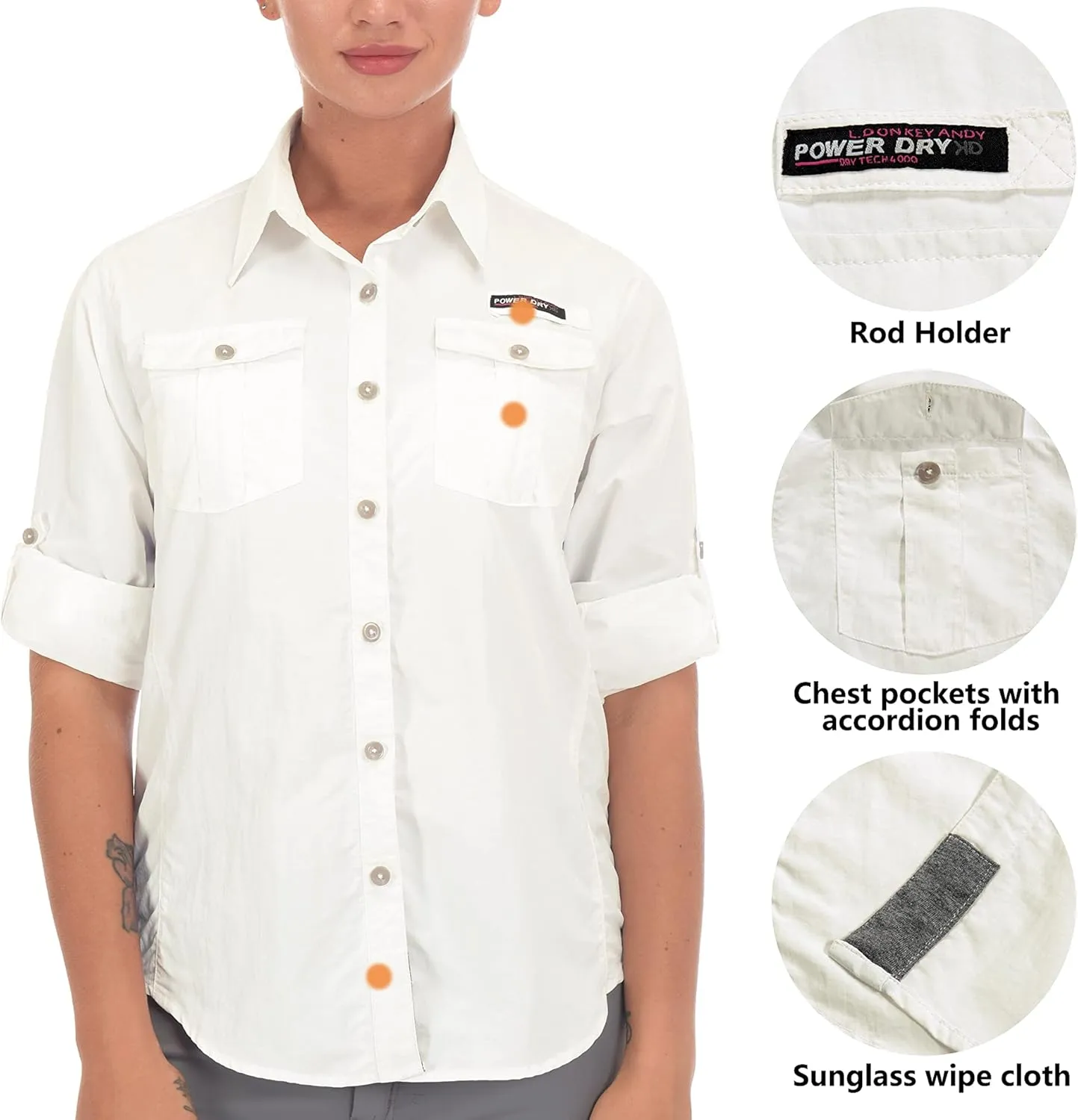 Little Donkey Andy Women's UPF 50  UV Protection Shirt, Long Sleeve Fishing Shirt, Breathable and Fast Dry