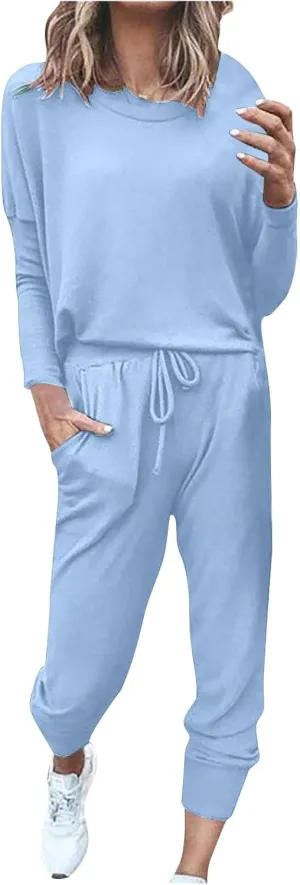 Lounge Sets for Women-2 Piece Sets for Women Jogger Sets for Women Long Sleeve Crewneck Sweatshirts With Sweatpant
