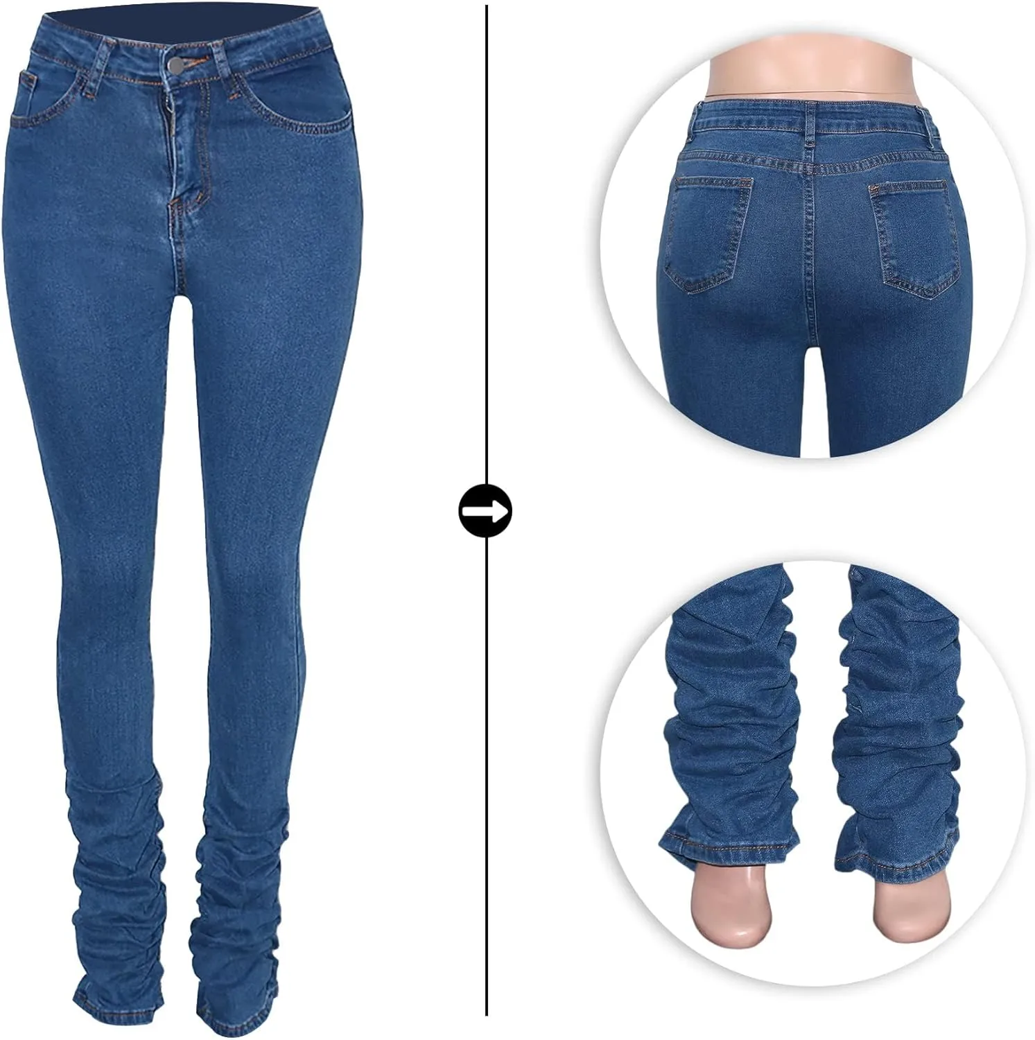 Lucuna Women's Stacked Jeans Y2K Boyfriend High Waisted Bootcut Skinny Stretchy Denim Pants Trousers