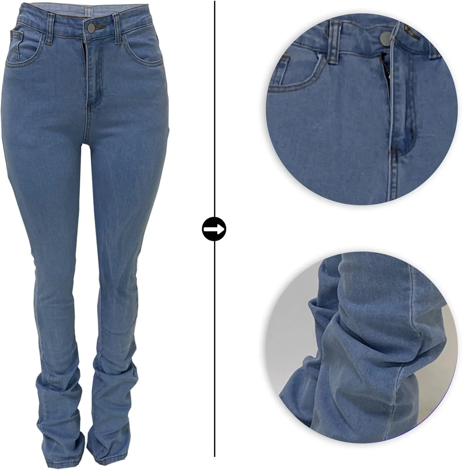 Lucuna Women's Stacked Jeans Y2K Boyfriend High Waisted Bootcut Skinny Stretchy Denim Pants Trousers