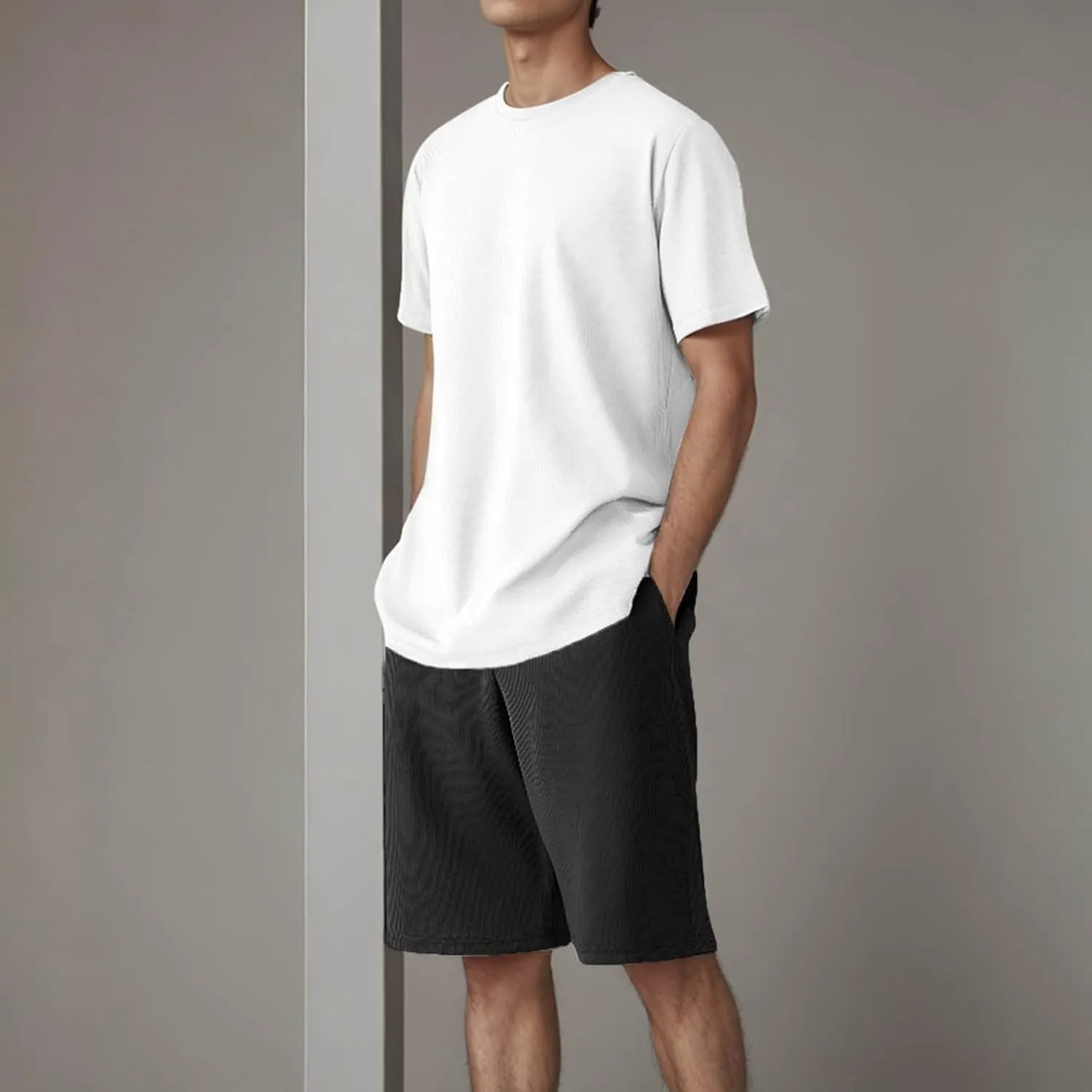 Mens 2 Piece Outfits Casual Short Sleeve T Shirts and Shorts Sets Summer Travel Outfits Athletic Jogging Lounge Sets