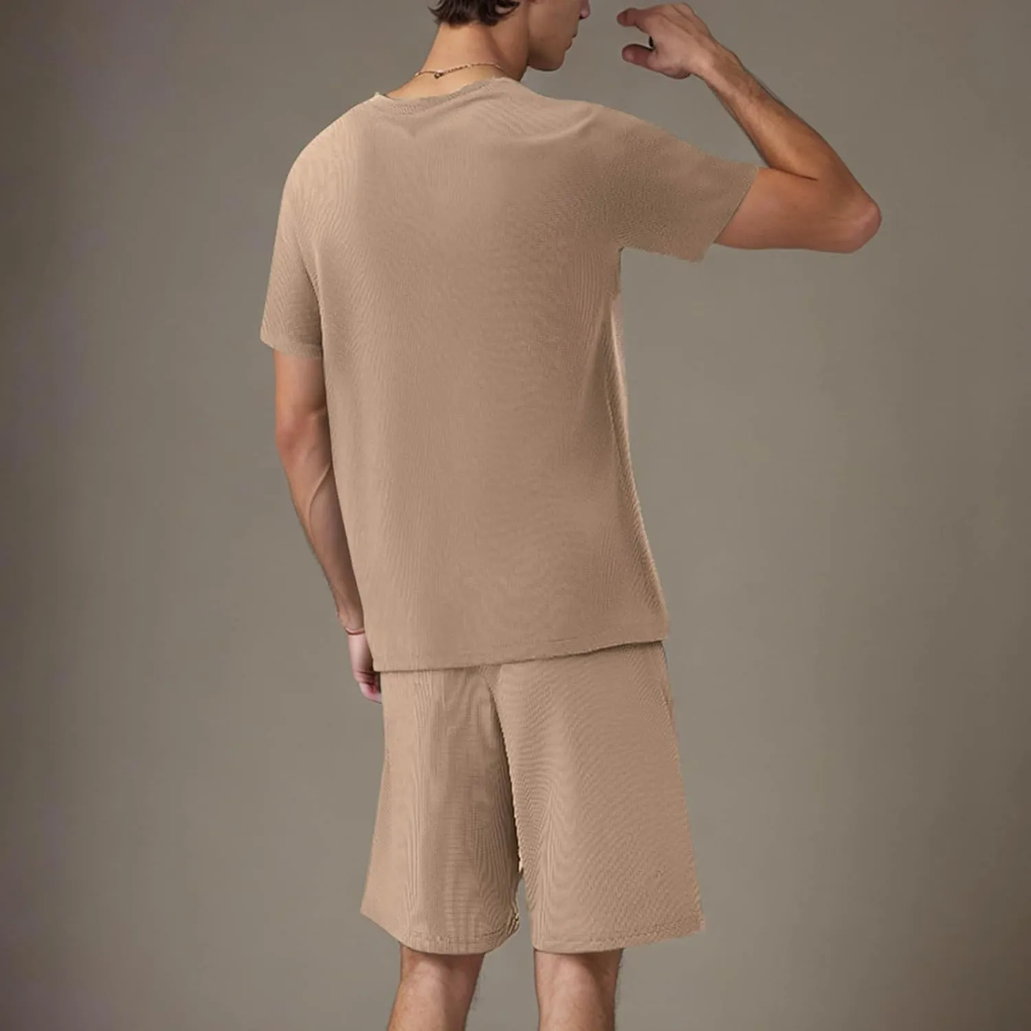 Mens 2 Piece Outfits Casual Short Sleeve T Shirts and Shorts Sets Summer Travel Outfits Athletic Jogging Lounge Sets