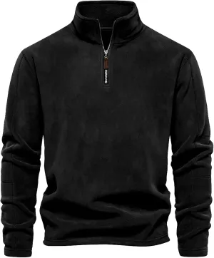 Men's Fleece Pullover Quarter Zip Thermal Outdoor Half Zip Jacket 1/4 Zip Sweatshirt Regular Fitted