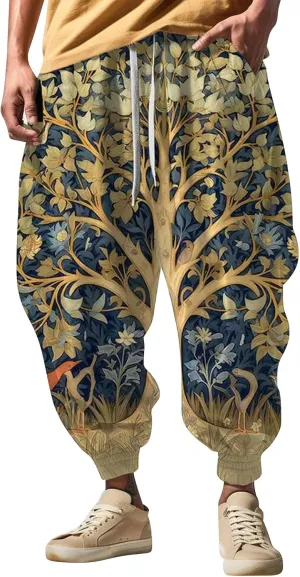 Mens Joggers Fun Print Fashion Street Feel Casual Sweatpants Baggy Elastic Waist Novelty Pant Mens Linen Pants Pants
