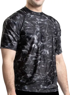 Mens Rash Guard Sun Shirt: Short Sleeve Swim Top Rashguard for Men