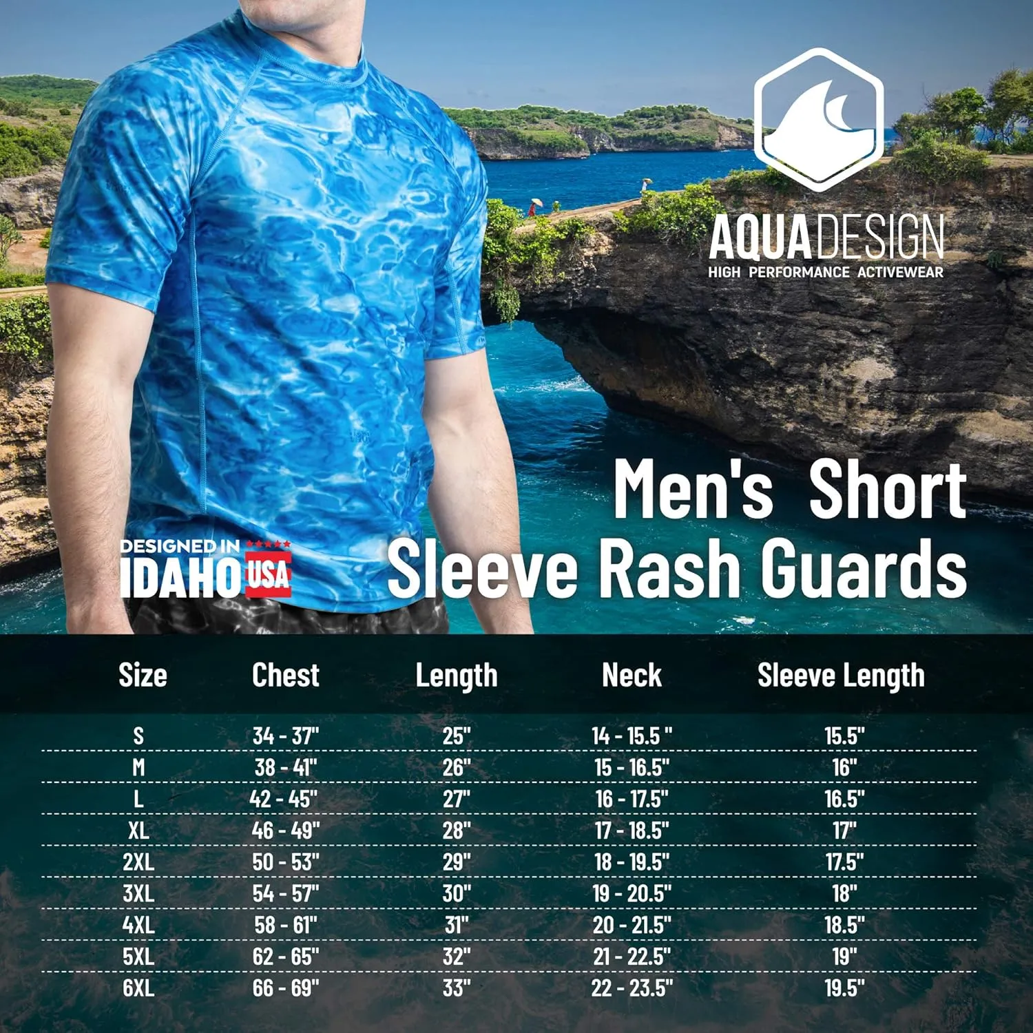 Mens Rash Guard Sun Shirt: Short Sleeve Swim Top Rashguard for Men