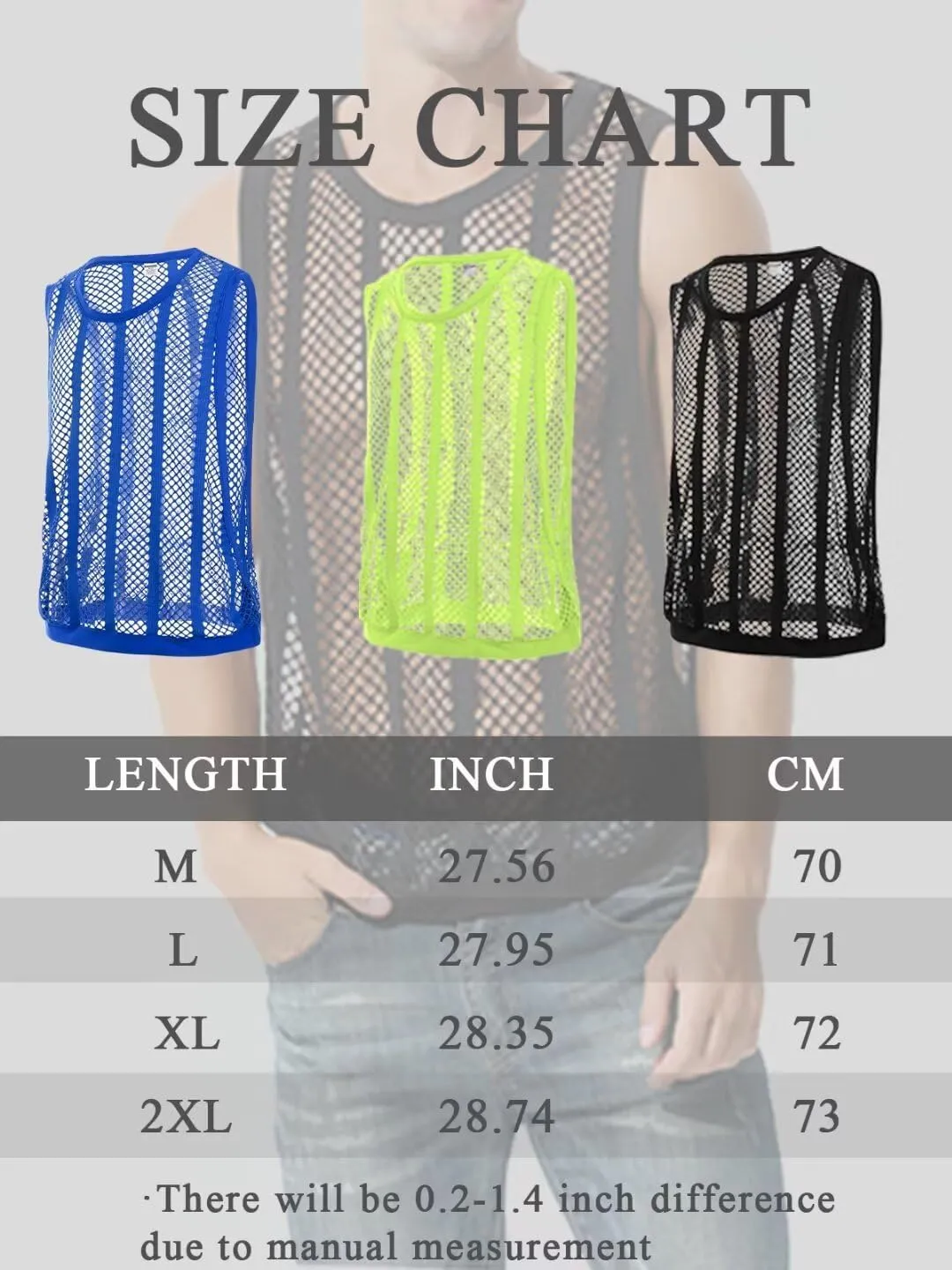 Mens See Through Fishnet Tank Tops Sleeveless Stripe Mesh Fitted Muscle Top Workout Beach Shirts