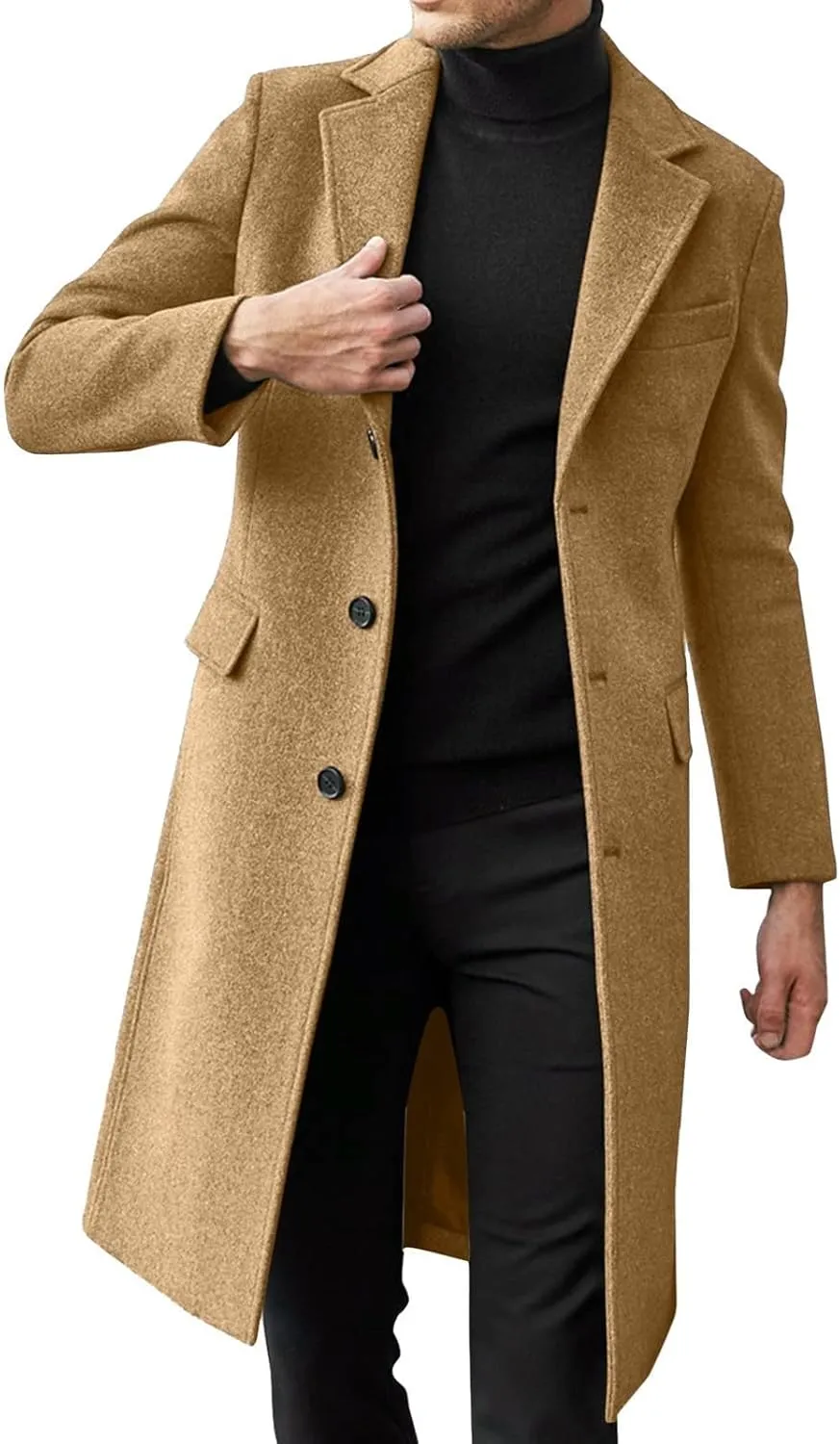 Men's Sweater Single Breasted Trench Coat Winter Oversized Warm Lapel Work Business Jacket Outerwear Sweater